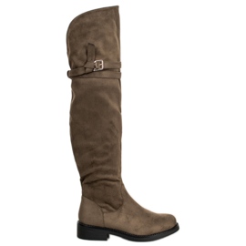 Ideal Shoes Bottes élégantes avec une boucle vert Ideal Shoes Bottes élégantes avec une boucle vert