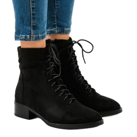 Bottines plates noires à lacets pour femme 3127 le noir