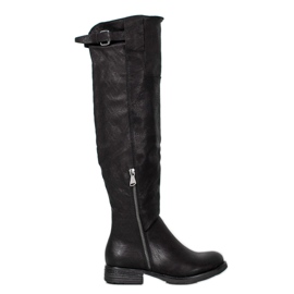 Forever Folie Bottes en cuir écologique noir