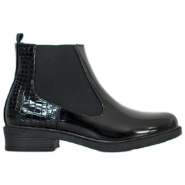 SHELOVET Bottines laquées imprimé serpent noir