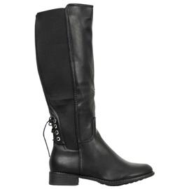 SHELOVET Bottes en cuir écologique noir