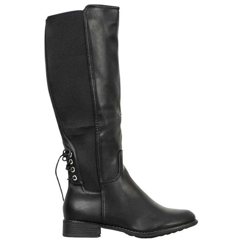 SHELOVET Bottes en cuir écologique le noir