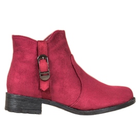 Small Swan Bottines en daim rouge