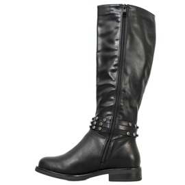 SHELOVET Bottes Noires Avec Cubic Zirconia