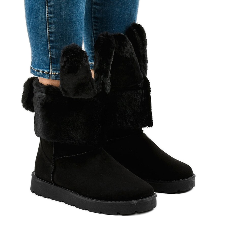 Bottes Eskimo isolées en daim noir NB137 le noir