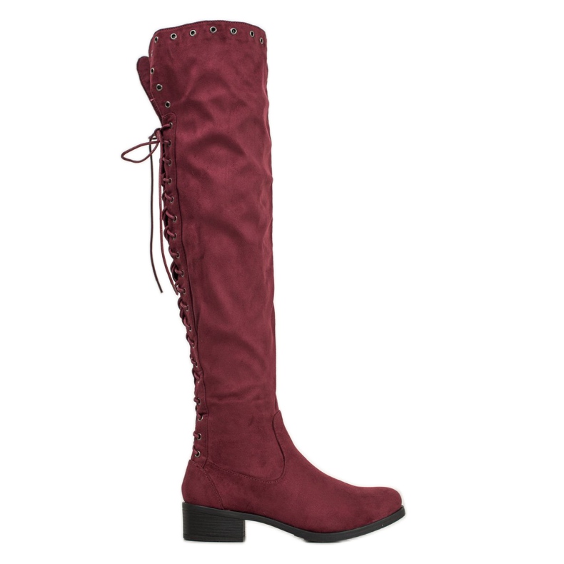 SHELOVET Bottes en daim avec reliure rouge