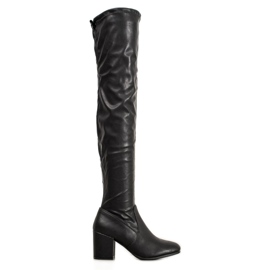 SHELOVET Cuissardes en cuir écologique noir