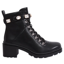 Bottines noires à lacets talons hauts DA25 Noir le noir
