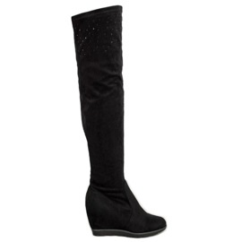 SHELOVET Bottes compensées avec cristaux noir