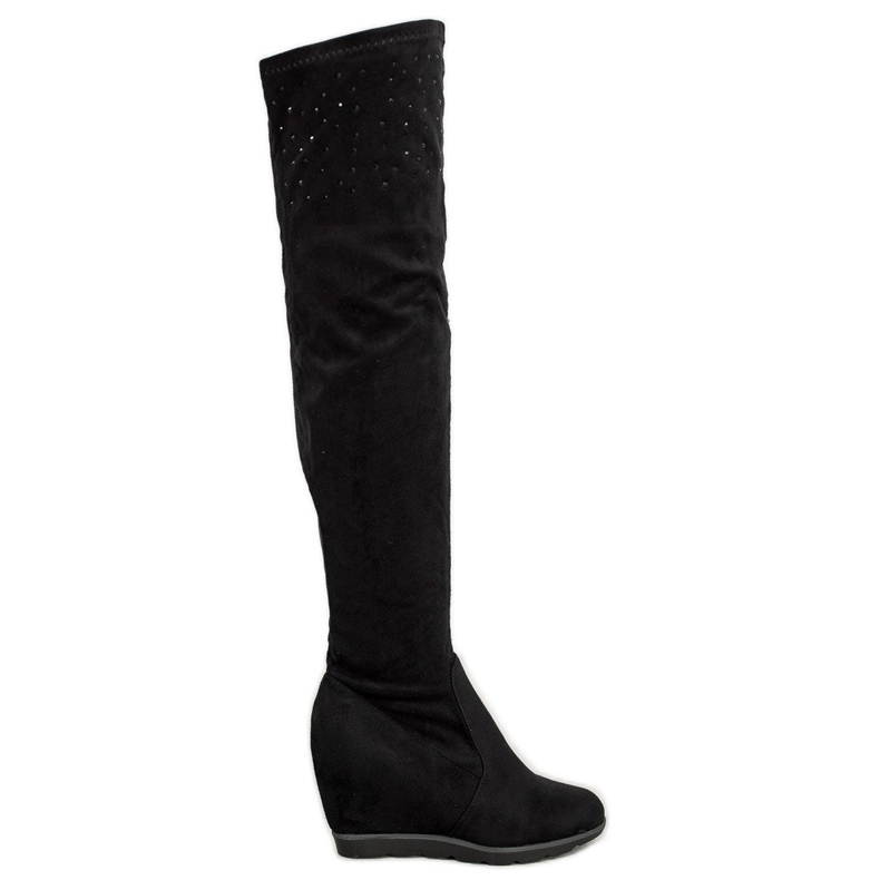 SHELOVET Bottes compensées avec cristaux le noir