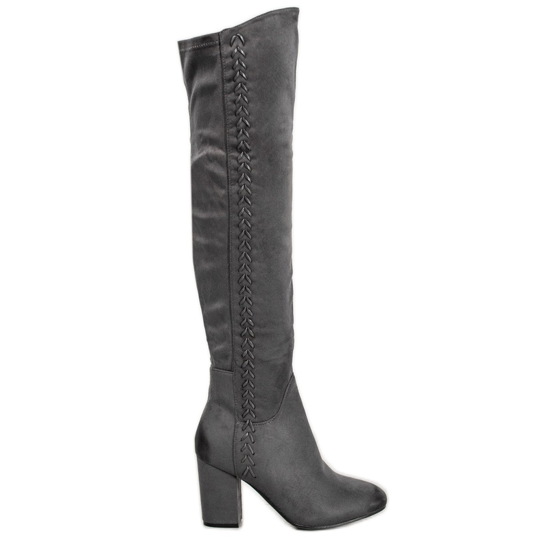 S. BARSKI Bottines en daim à motifs gris
