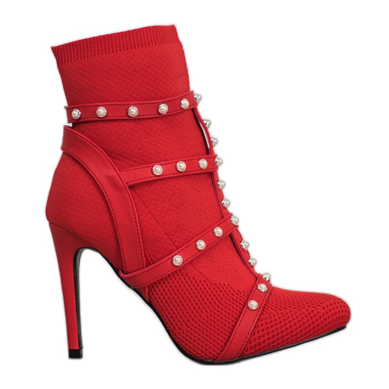 Bestelle Bottines à enfiler avec perles rouge Bestelle Bottines à enfiler avec perles rouge