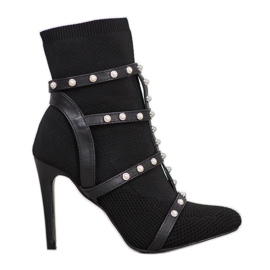 Bestelle Bottines à enfiler avec perles le noir Bestelle Bottines à enfiler avec perles le noir