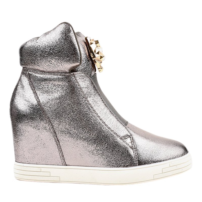 Baskets argentées sur le talon compensé jaguar KLS-105-4 gris Baskets argentées sur le talon compensé jaguar KLS-105-4 gris