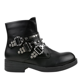Bottines plates noires à boucles Y225