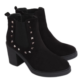 Bottines noires à talons larges H8-85 Noir le noir