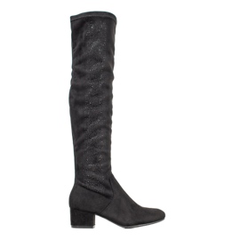 SHELOVET Bottes Classiques Avec Cristaux noir