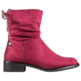 Flyfor Bottines en daim sur talon plat rouge