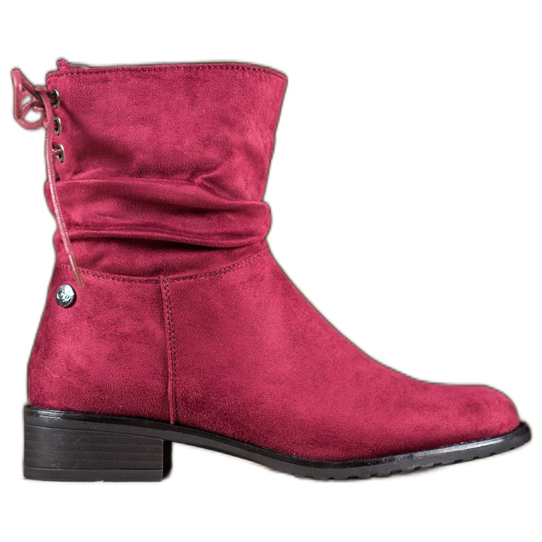 Flyfor Bottines en daim sur talon plat rouge