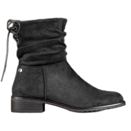 Flyfor Bottines en daim sur talon plat noir
