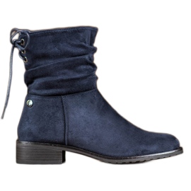 Flyfor Bottines en daim sur talon plat bleu
