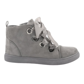 Bottes et nœuds en daim TL0147 Gris