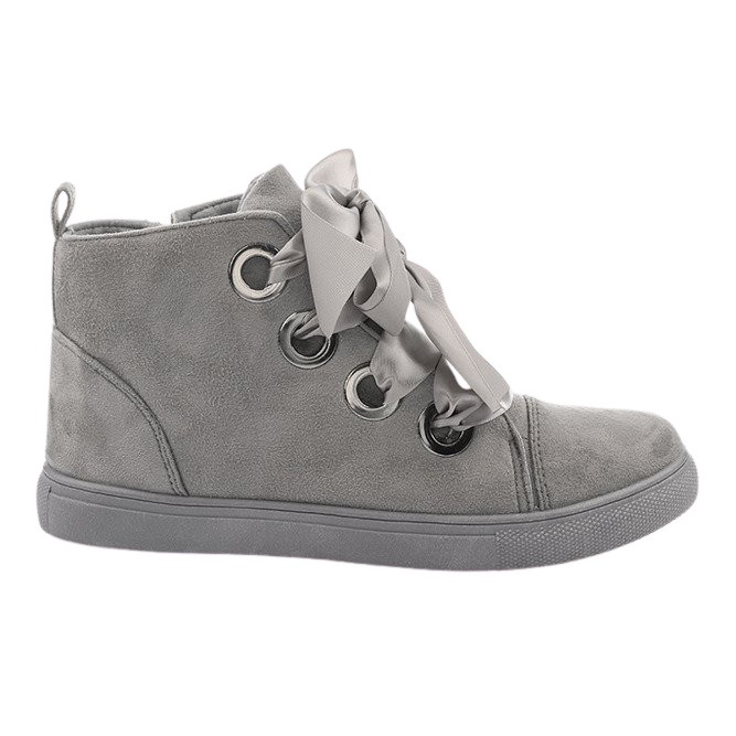 Bottes et nœuds en daim TL0147 Gris