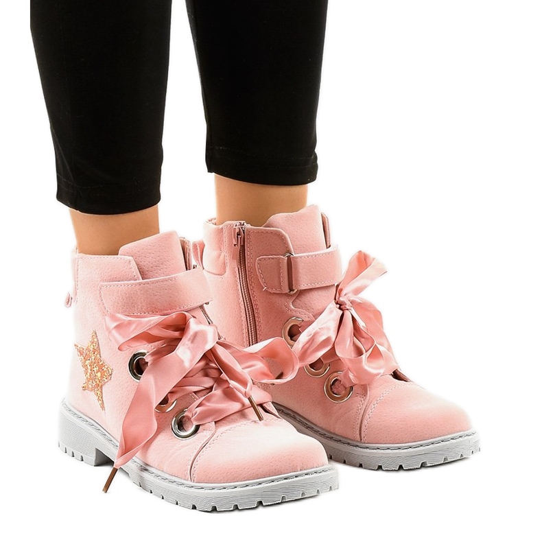 BM Chaussures de randonnée roses avec une étoile TL51-4