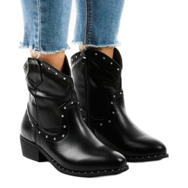 Bottines noires à clous L893-1 le noir