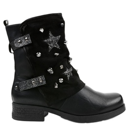 Bottines plates étoiles noires 8085 le noir