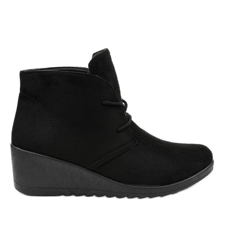 Bottines compensées en daim noir E3265 le noir