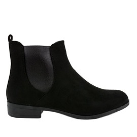 Bottines plates en daim noir avec élastique 100-917BO