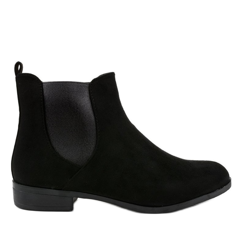 Bottines plates en daim noir avec élastique 100-917BO le noir