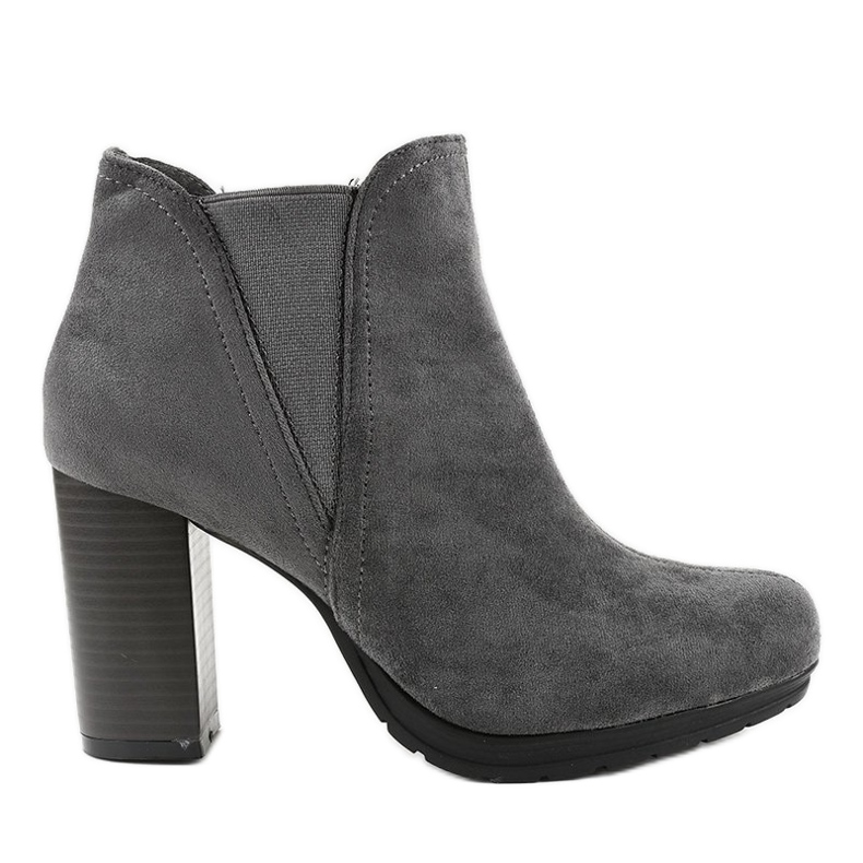 Bottes en daim gris sur le montant de la botte Chelsea H9261