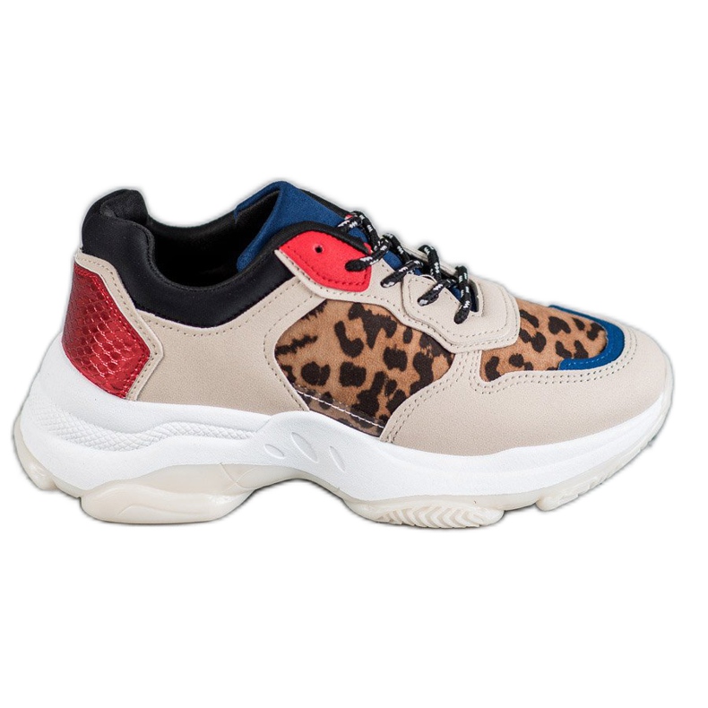 SHELOVET Baskets à la mode à imprimé léopard brun multicolore