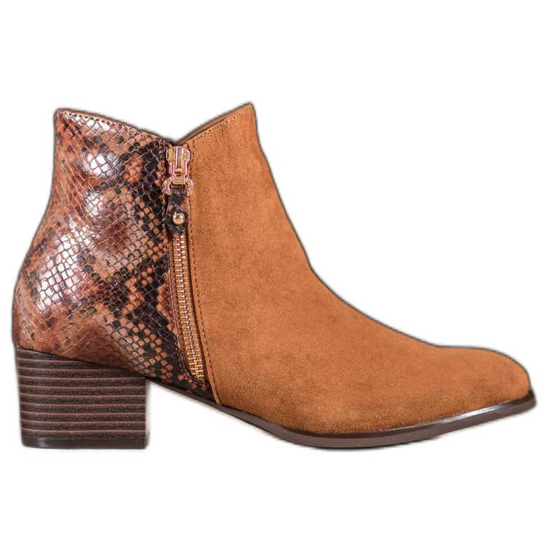 Kylie Bottines camel imprimé serpent brun