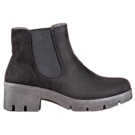 SHELOVET Bottines Chelsea en daim sur la plate-forme noir