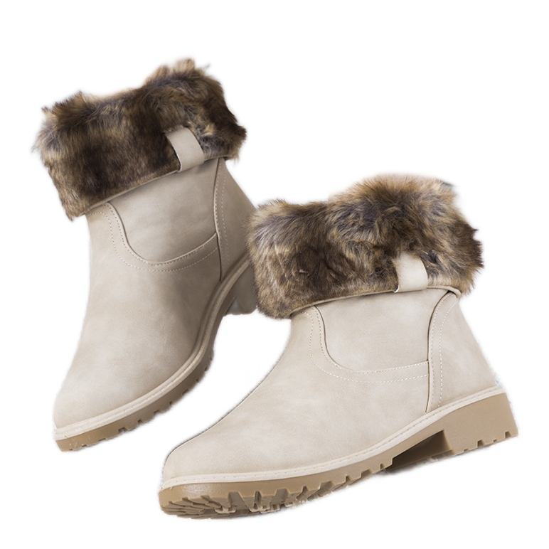 Bottes isolées beiges avec fourrure A6305