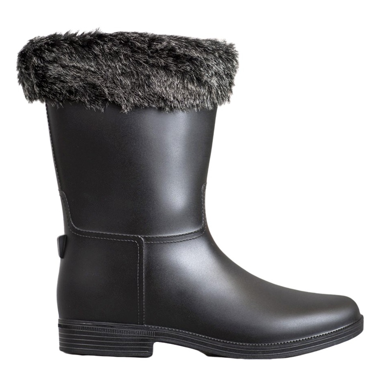 SHELOVET Bottes de pluie avec fourrure le noir