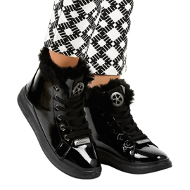 Baskets chaudes laquées noires TL135-6 le noir