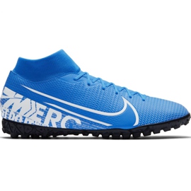 Nike Mercurial Superfly 7 Academy M Tf AT7978 414 chaussures de football multicolore bleu Nike Mercurial Superfly 7 Academy M Tf AT7978 414 chaussures de football multicolore bleu