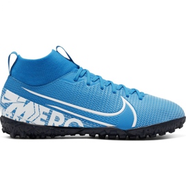 Nike Mercurial Superfly 7 Academy Tf Jr AT8143 414 chaussures de football multicolore bleu Nike Mercurial Superfly 7 Academy Tf Jr AT8143 414 chaussures de football multicolore bleu