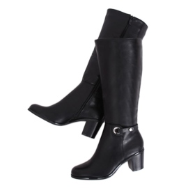 Bottines à talons noires classiques BM-9090 Noir