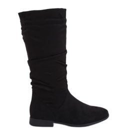 Bottines noires à talons plats M629 Noir le noir