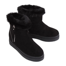 Noir PP-30 Bottes de neige noires avec fourrure