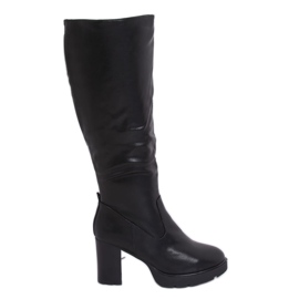 Bottines à talons isolées noires Q600-04 Noir le noir