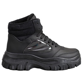 SHELOVET Bottes à lacets à la mode noir