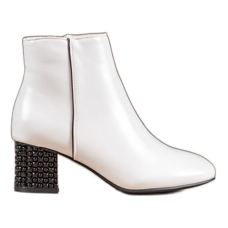 SHELOVET Bottes blanches à talon décoratif
