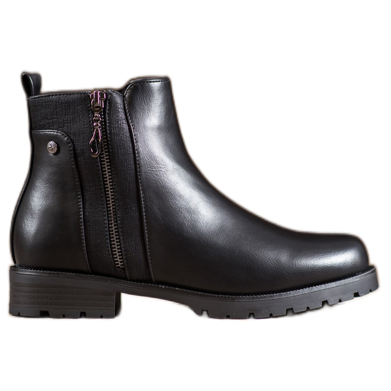 Gogo Bottines noires sur une fermeture éclair le noir