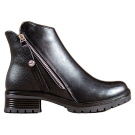 Super Me Bottines noires sur une fermeture éclair